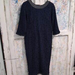 KELLY CLARK ENGLAND BESPOKE LACE AND NAPPA LEATHER DRESS